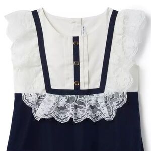 Janie and jack Velvet Lace Trim Dress dark marine tuxedo dress
Size 5